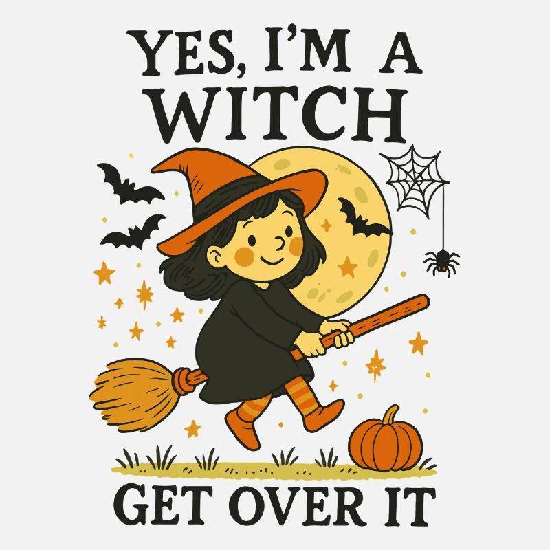 Yes I'm A Witch Get Over It Funny Halloween Design