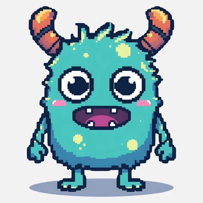 8-Bit Süßes Pixel Monster Retro 90er Style