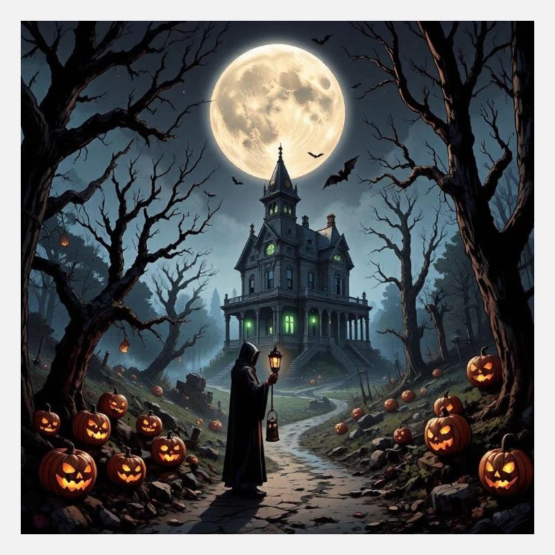Moon on Halloween Haunted House