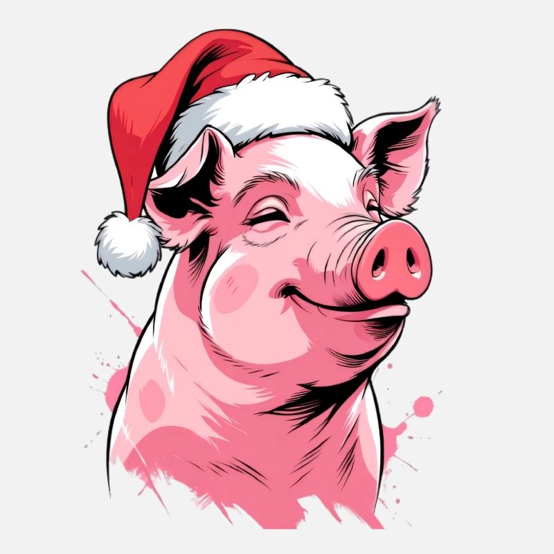 Cochon de Noël festif avec chapeau