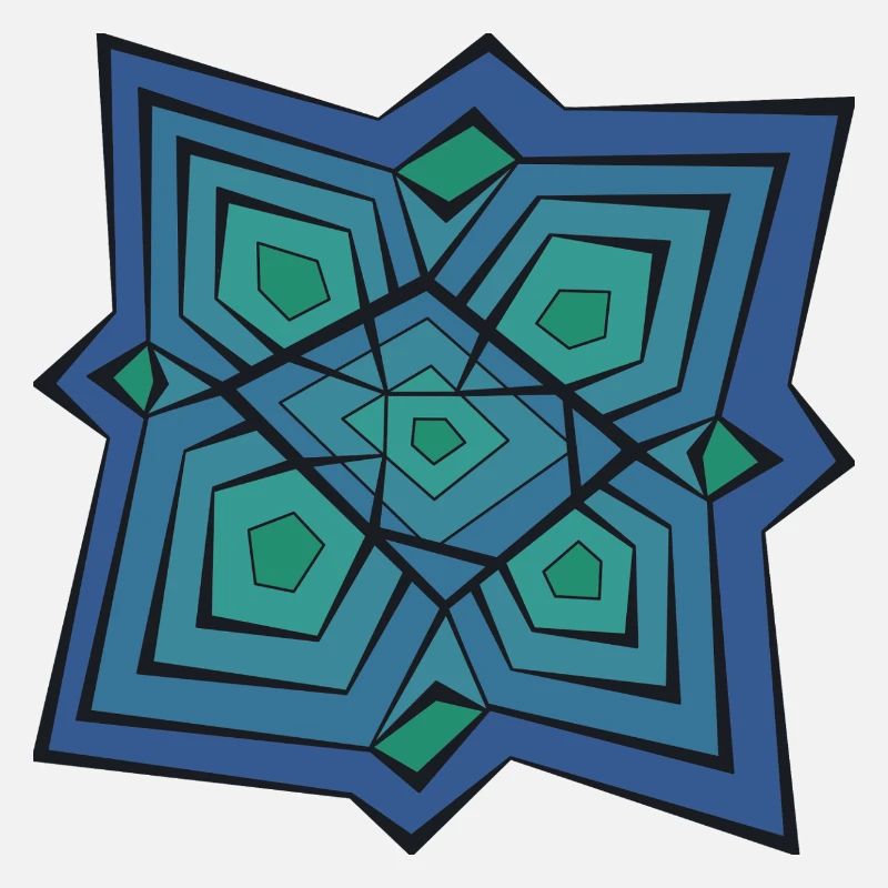Mandala Géométrique Bleu Vert