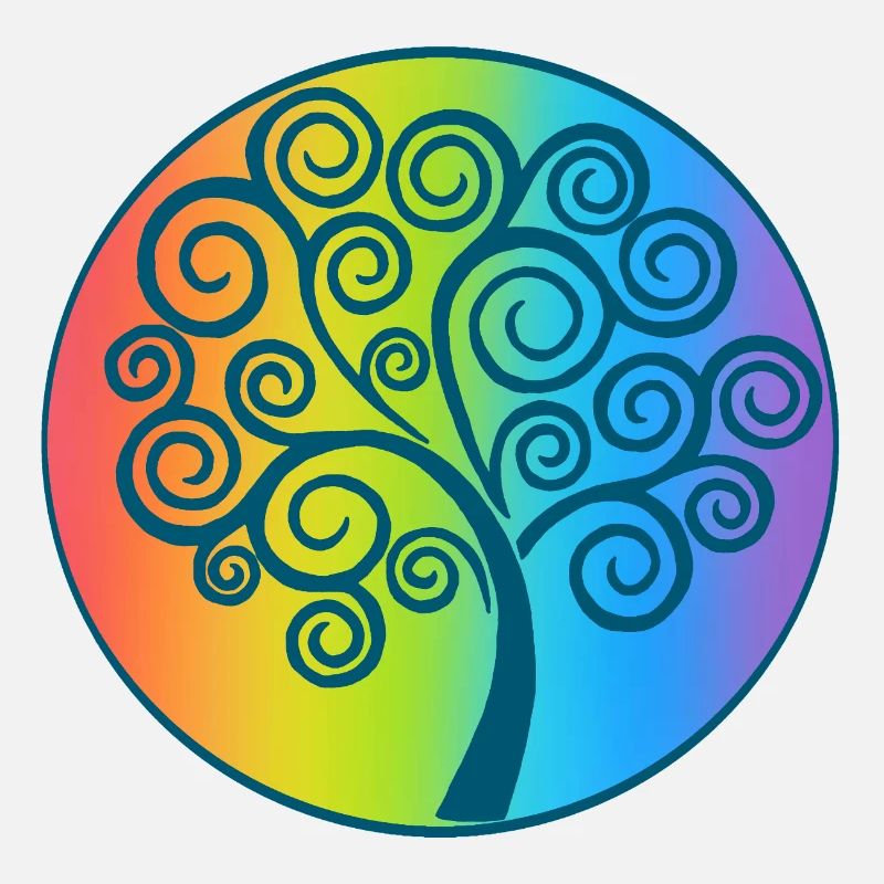 Spirale und Regenbogenbaum des Lebens