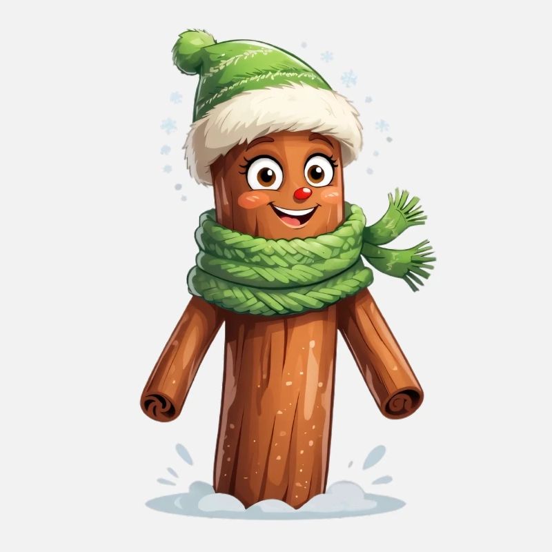 Souche d’arbre d’hiver avec écharpe