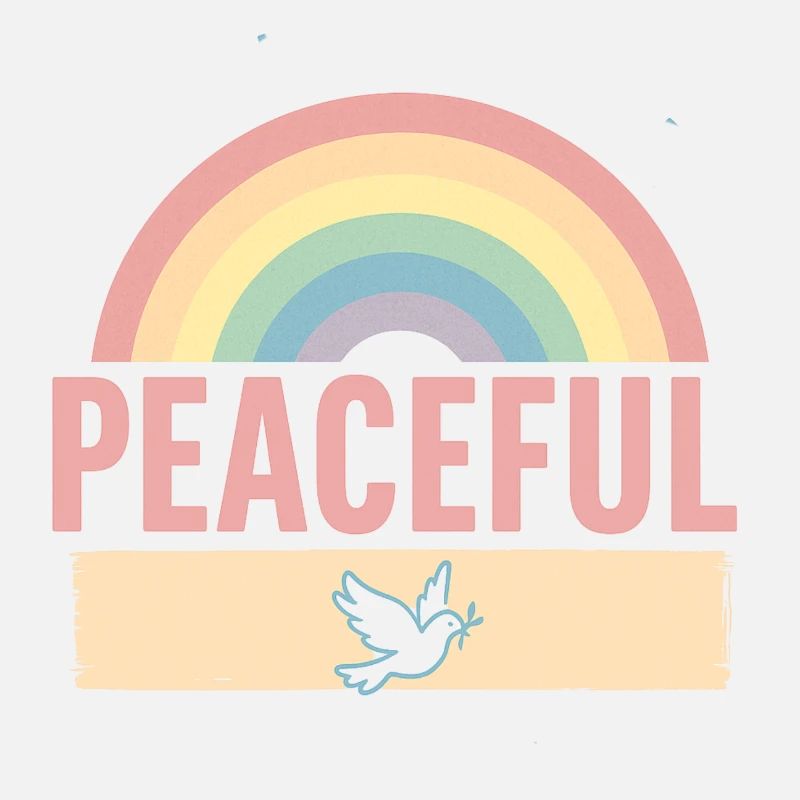 Peaceful – Regenbogen & Friedenstaube Retro Design
