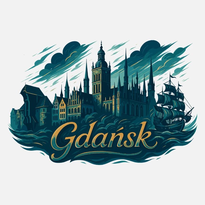 Dantzig Gdańsk silhouette maritime Pologne cadeau