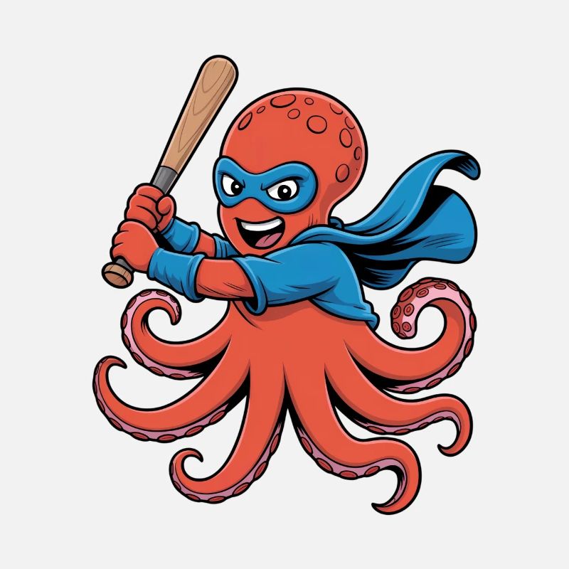 Baseball Octopus Superhero