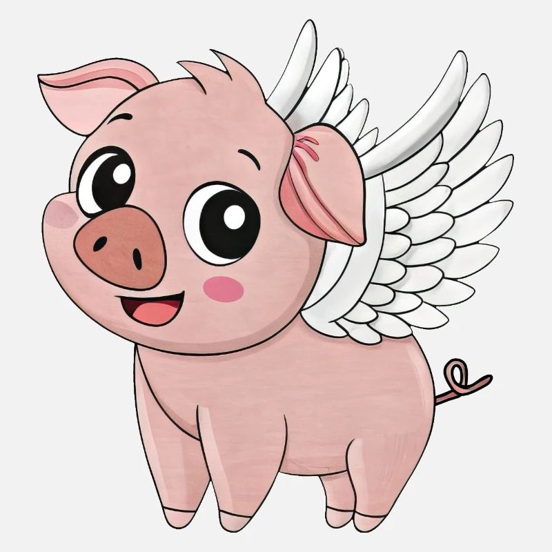Mignon cochon dessin animé ange avec des ailes Ferme