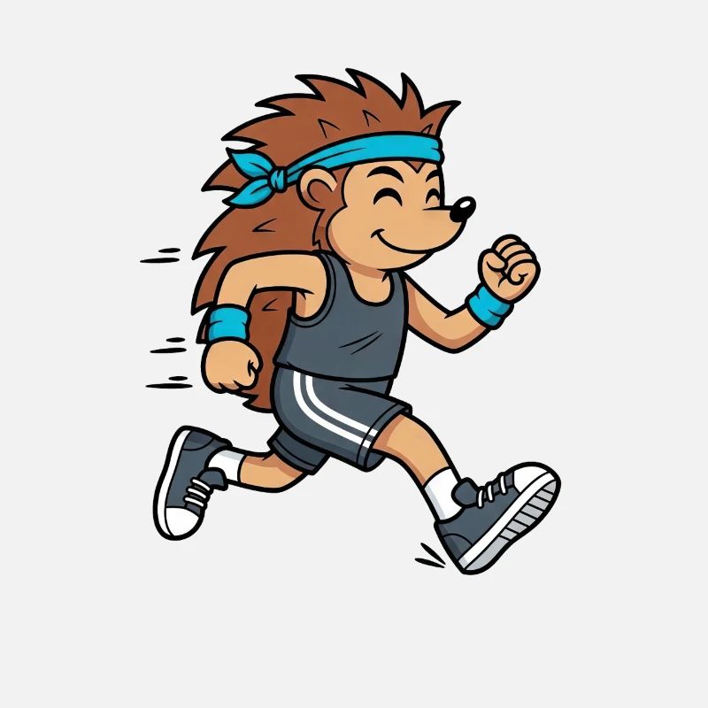 mignon hérisson course marathon jogging sport dessin animé