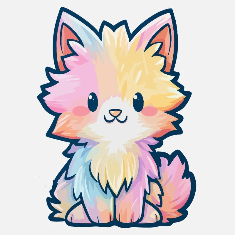 Chaton Fluff Arc-en-ciel Pastel