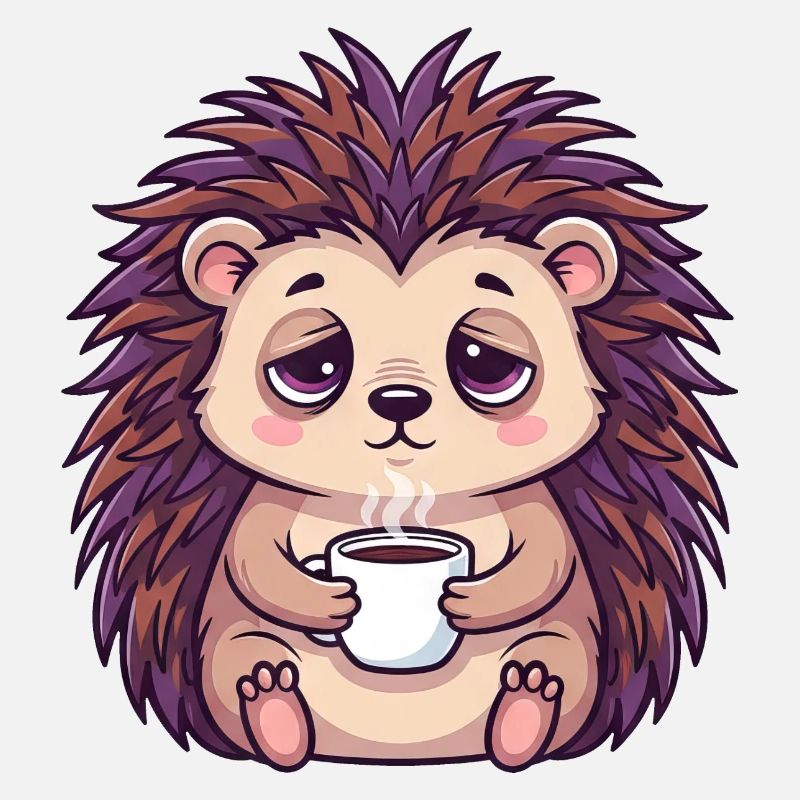 Mignon hérisson café caféine dessin animé employé de bureau