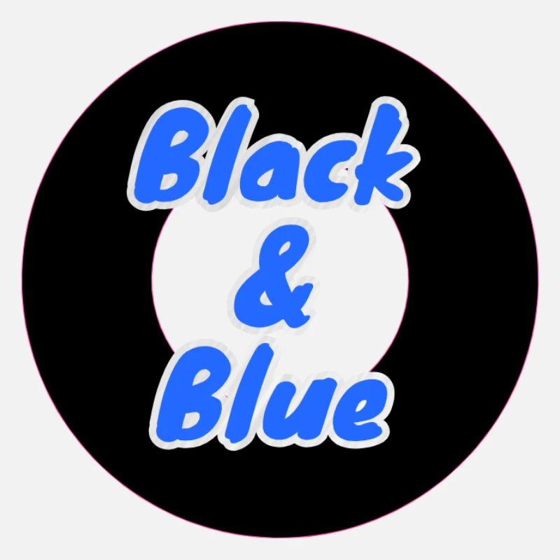 Néon circulaire noir et bleu