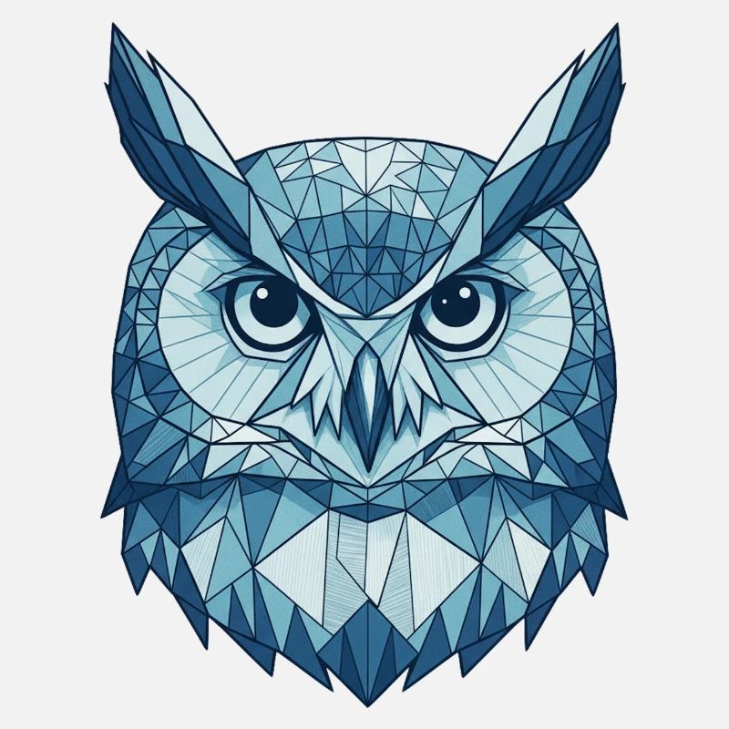 Geometrische Eulen im Polygonstil Blau