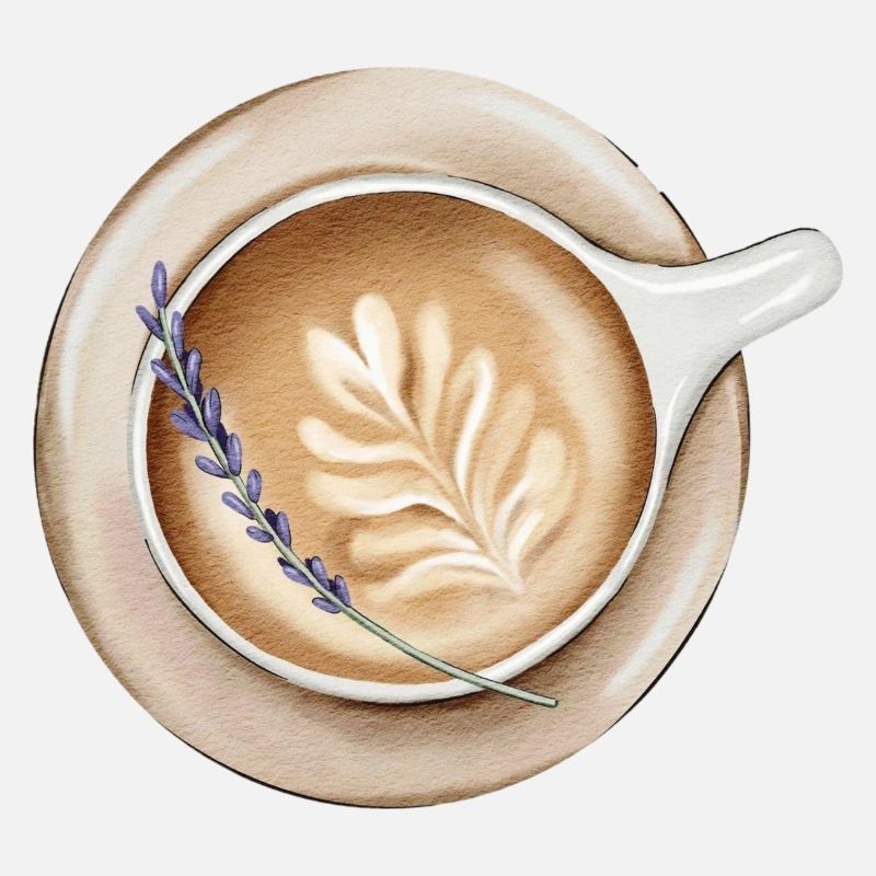 Cozy Lavender Latte Art Design