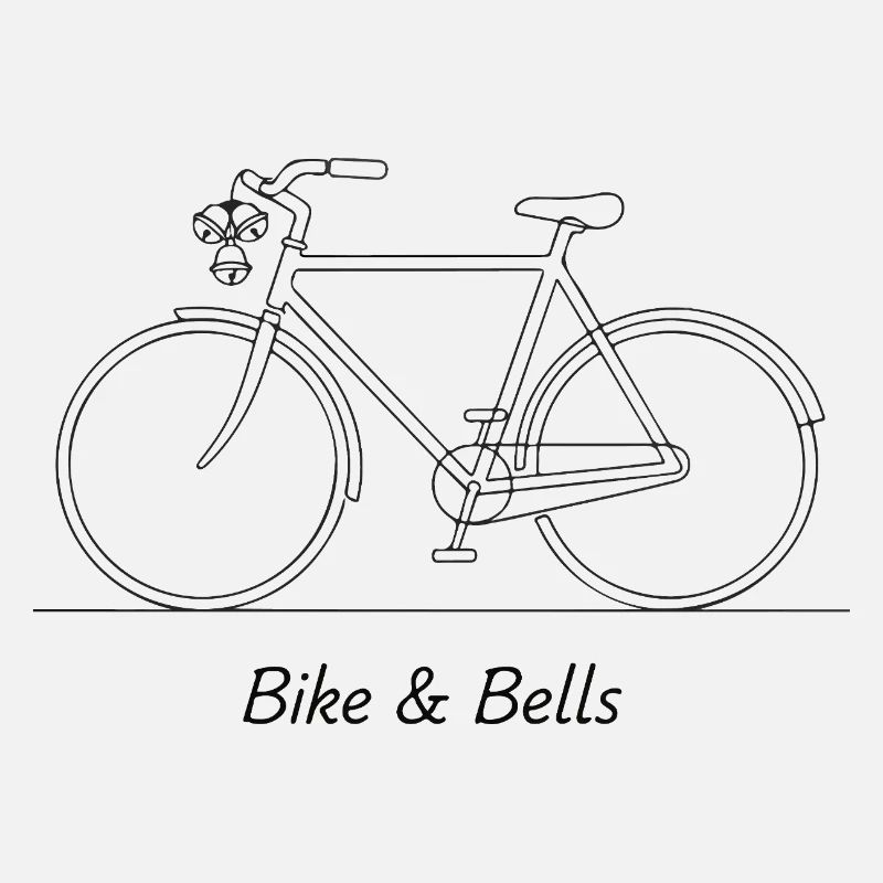 Dessin au trait de vélo et de cloches