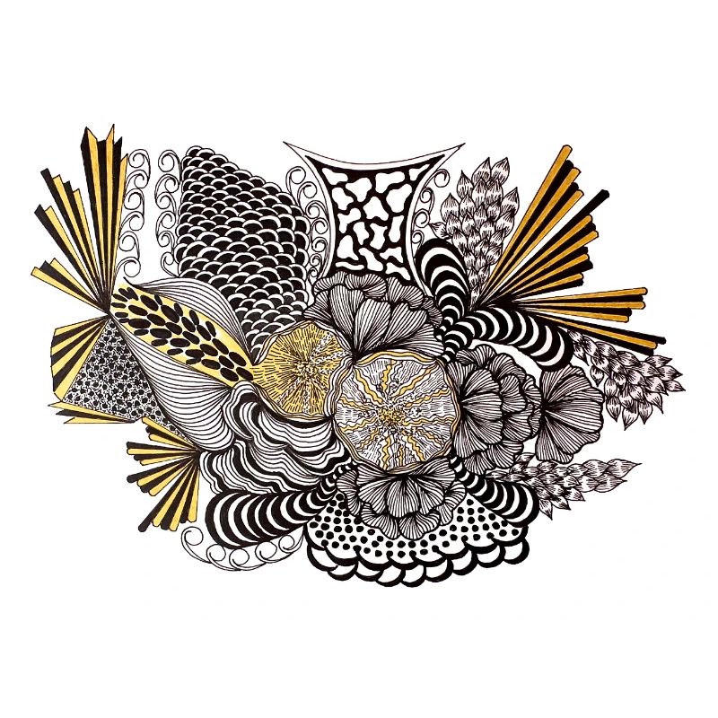 Goldene Blüten Ornamente Kontrast