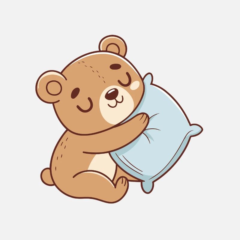 Ourson câlin et coussin bleu
