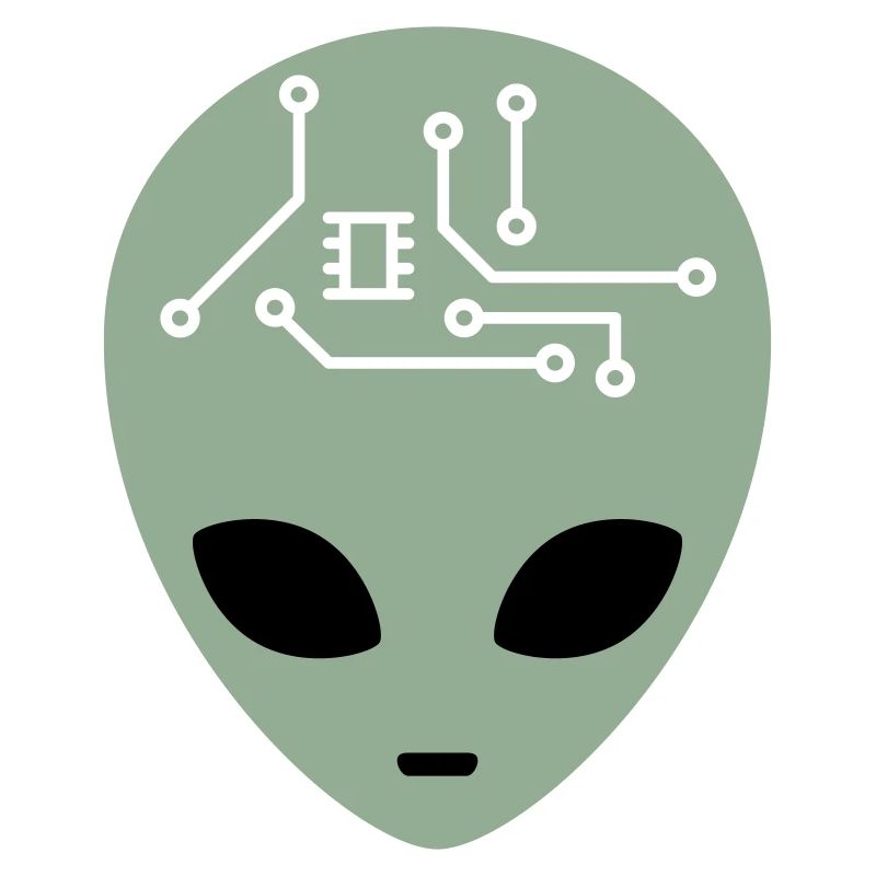 Alien Head with Circuits (three colours)