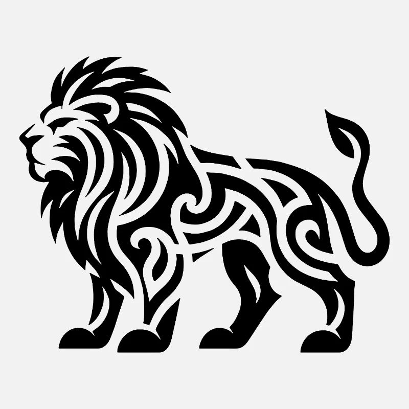 Lion with wild mane tattoo style