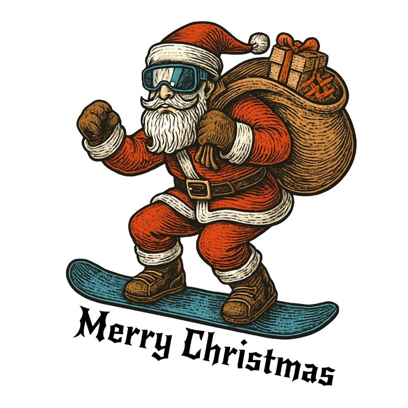 Santa Snowboard Joyeux Noël
