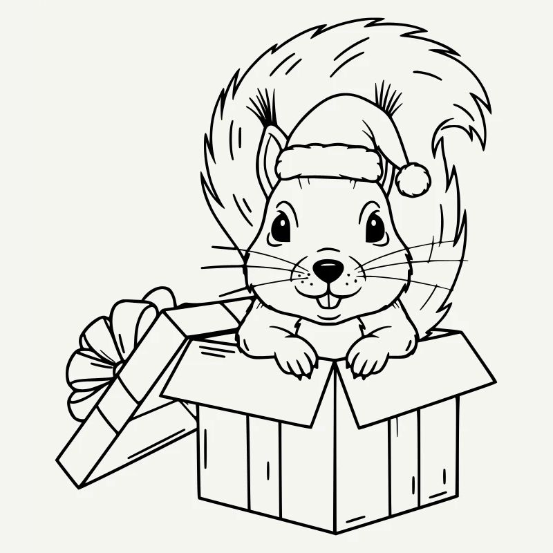 Süßes Weihnachts-Eichhörnchen in Geschenkbox