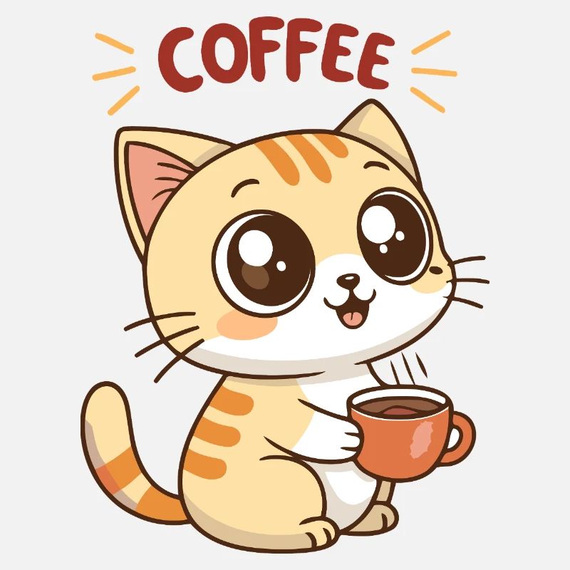Cat Coffee Latte Cartoon