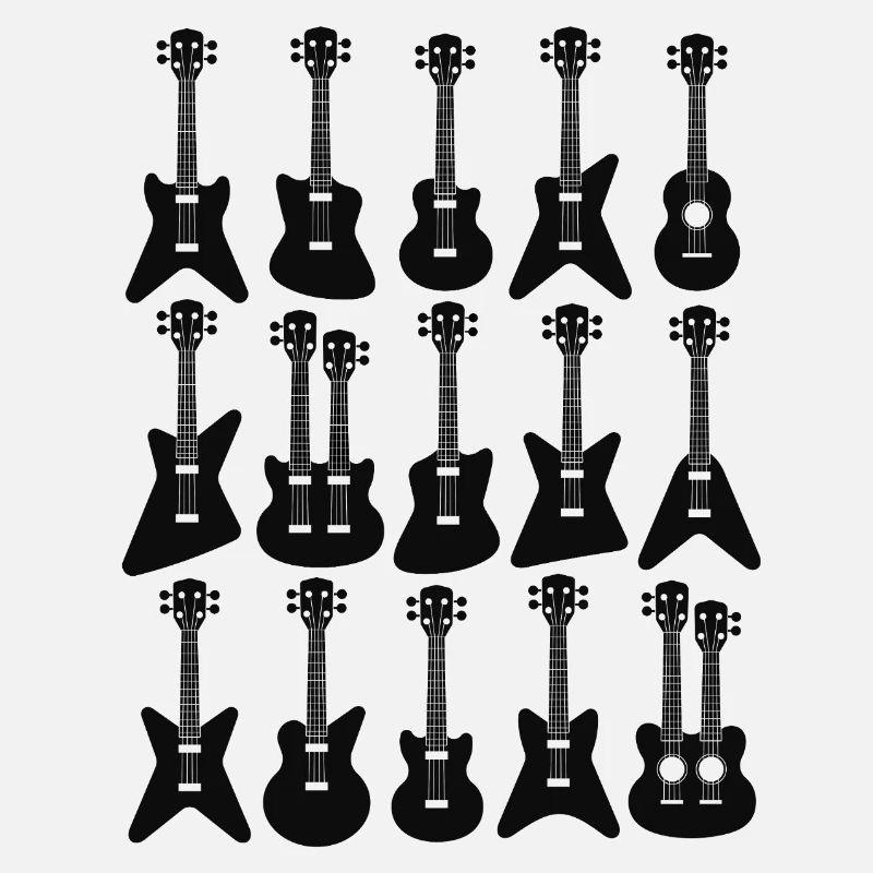 Cartoon Guitar Silhouette Pattern