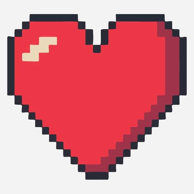 Cœur rouge pixel art rétro 8 bits