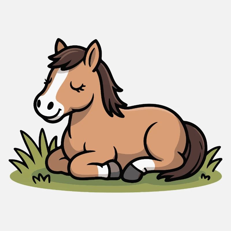 Cheval câlin dans l’herbe