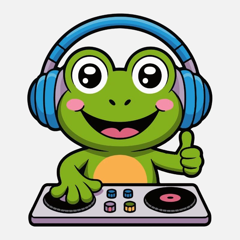 Frosch DJ mit Kopfhörern