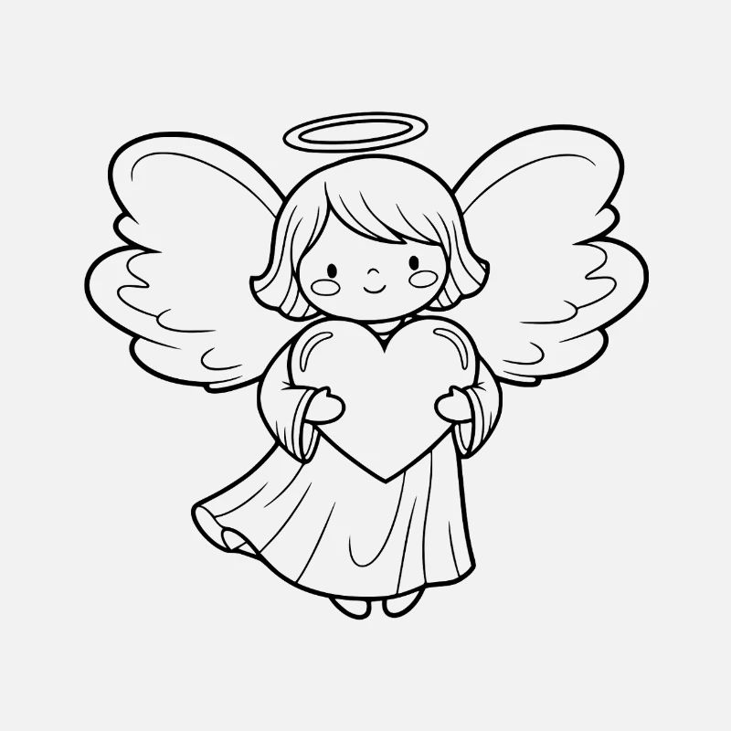 Guardian Angel with Heart Illustration