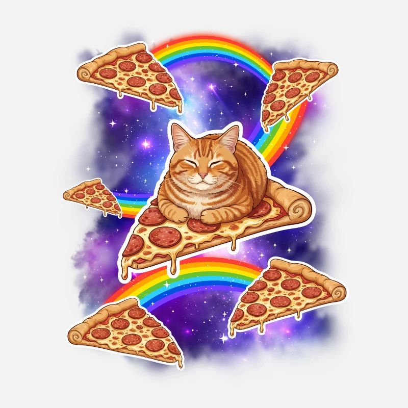 Chat chevauchant une pizza dans l’espace Mème drôle de pizza