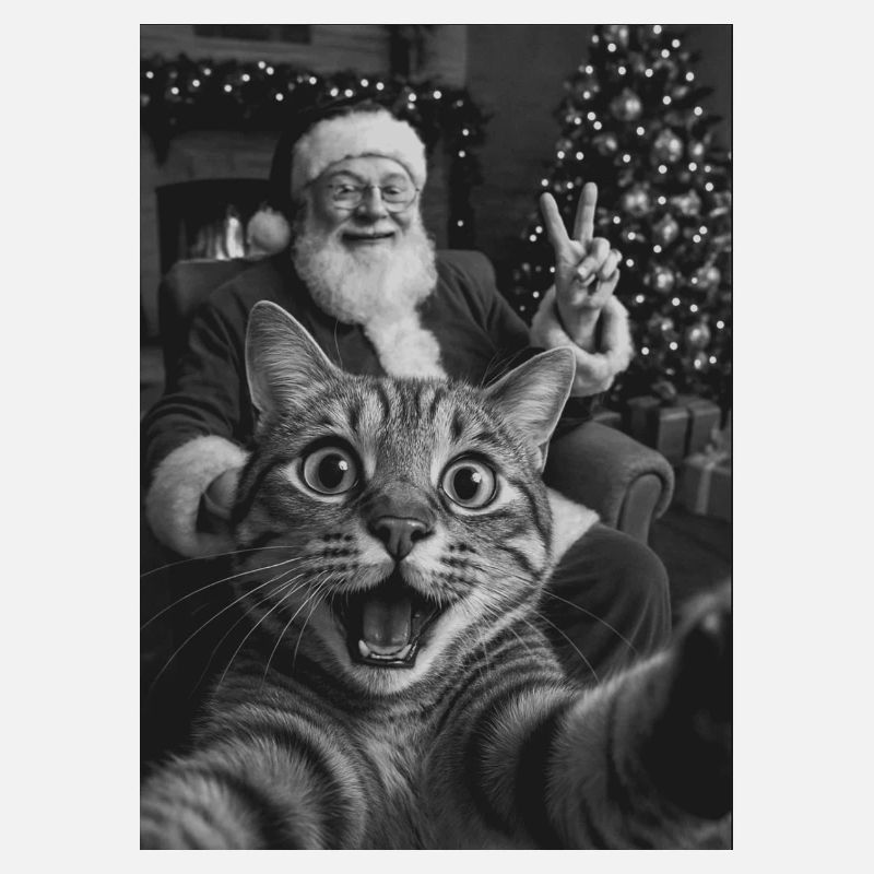 Selfie drôle de chat avec le Père Noël
