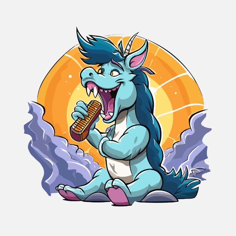 Blue dragon singer in front of solar circle