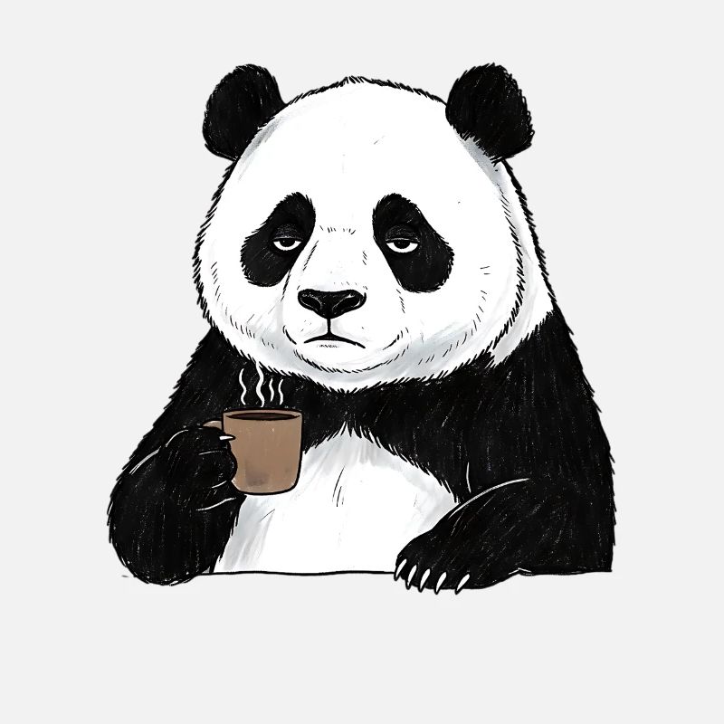 Panda caneuse, amateur de café du matin, grognon matinal