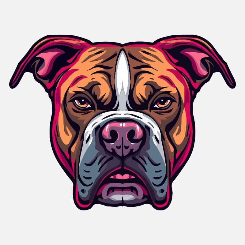 Neon Bulldog Head Illustration