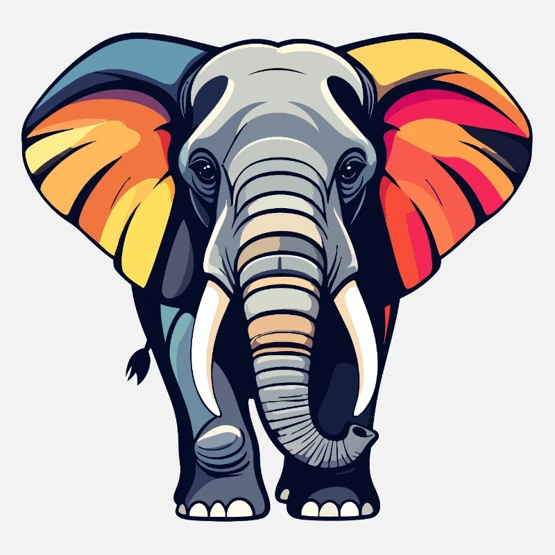Farbenfroher Elefant mit bunten Ohren