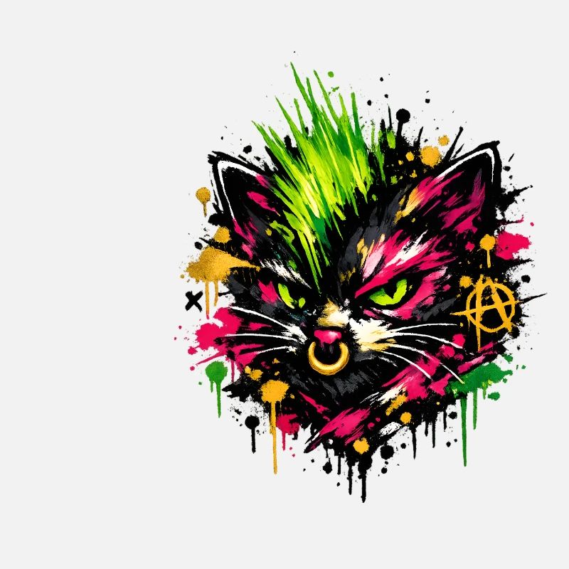 Neon Cat Graffiti Splatter