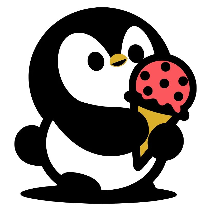 Kleiner Pinguin mit Eis