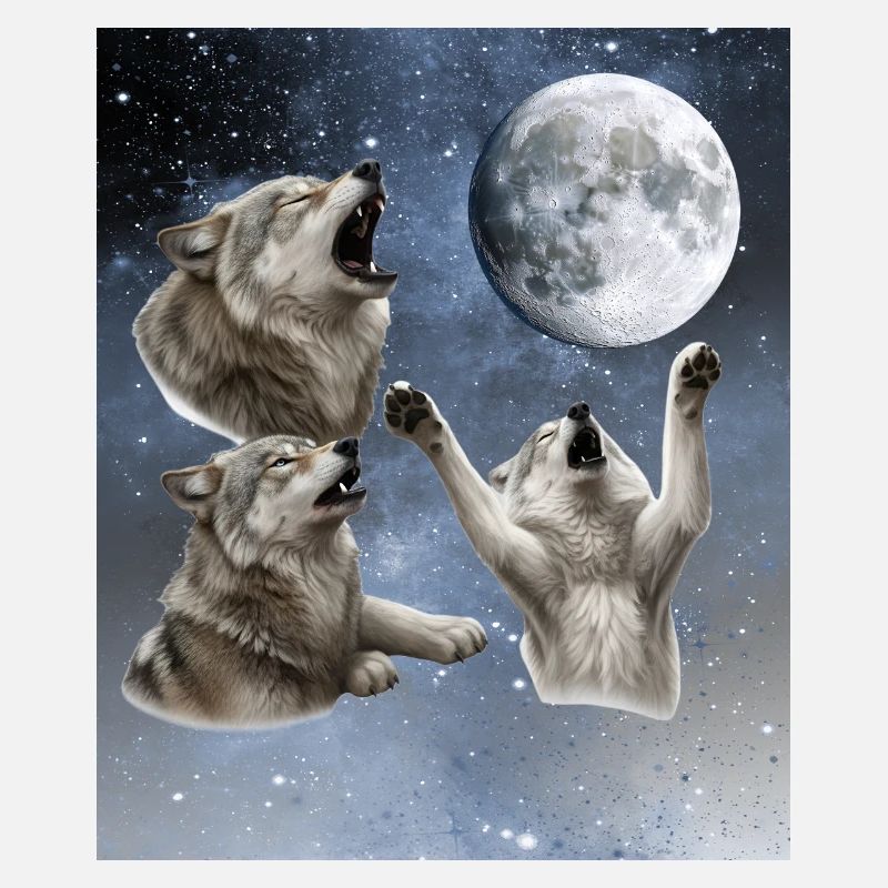 Drei Wölfe heulen auf den Voll Mond Wolf