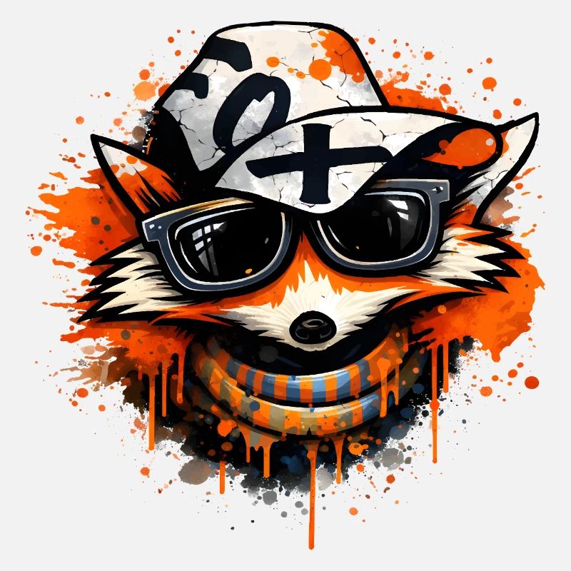 Cooler Fuchs mit Kappe und Sonnenbrille 