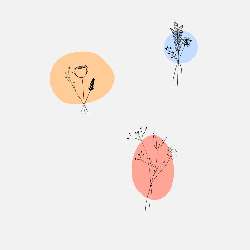 Fleurs pastelées Dessin délicat au trait