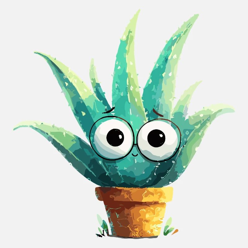 Cheerful aloe with glasses