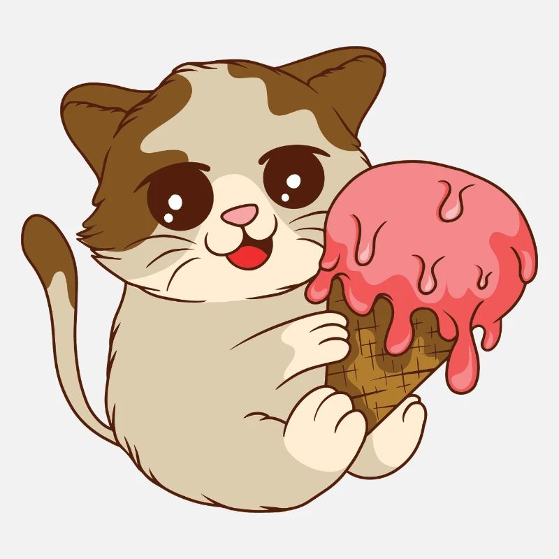 Katze isst Eis