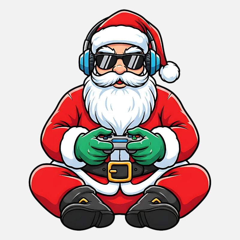 Gamer Weihnachtsmann Spielt Videospiel-Controller