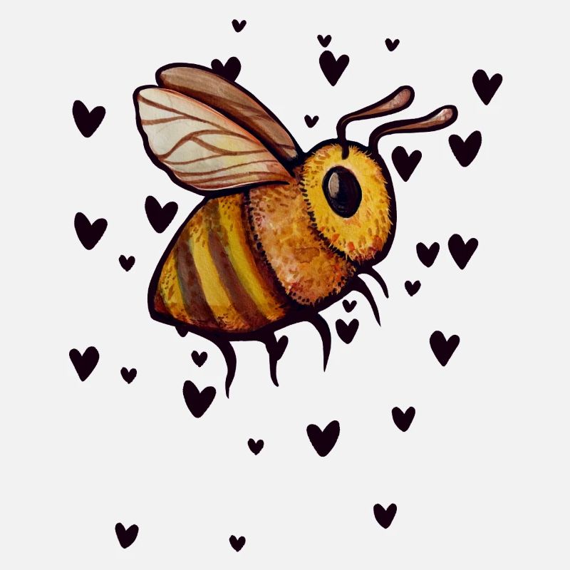 Abeille aquarelle avec des cœurs