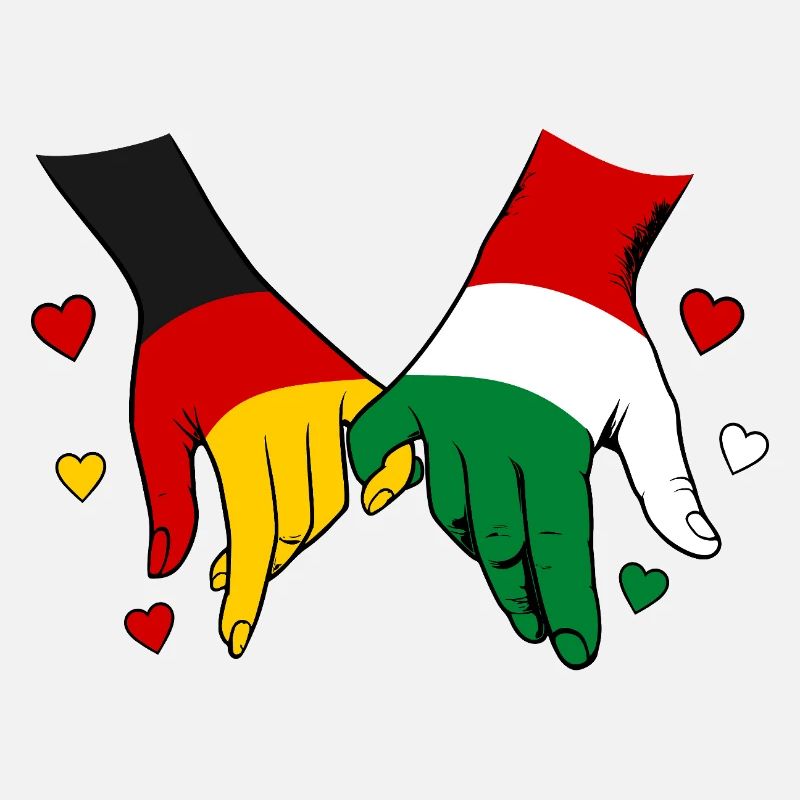 Allemagne et Hongrie Drapeau main dans la main