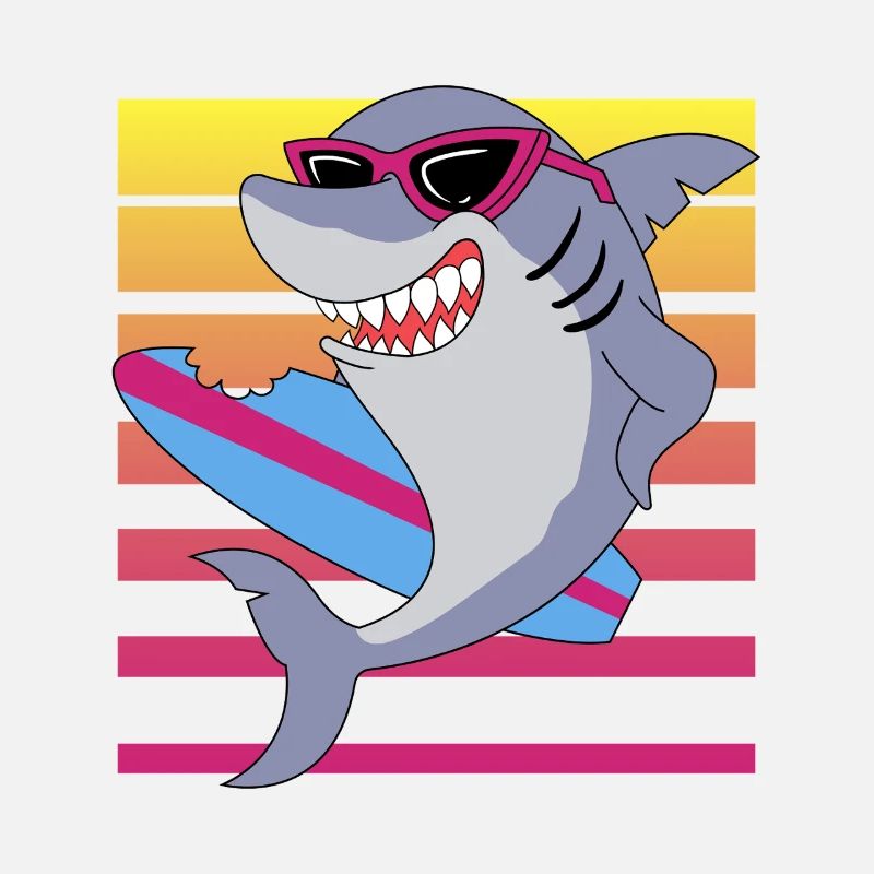 Requin surfeur rétro avec lunettes de soleil graphique
