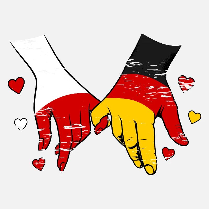 Drapeau Pologne-Allemagne se tenant la main utilisé