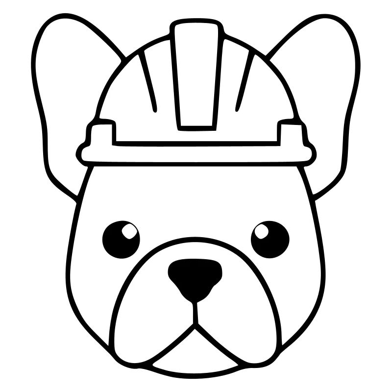 Frenchie Construction Worker Helmet Outline