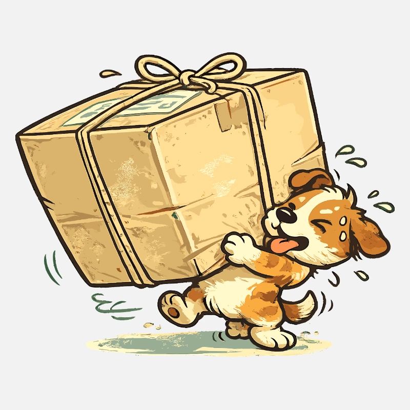 Happy parcel carrier dog